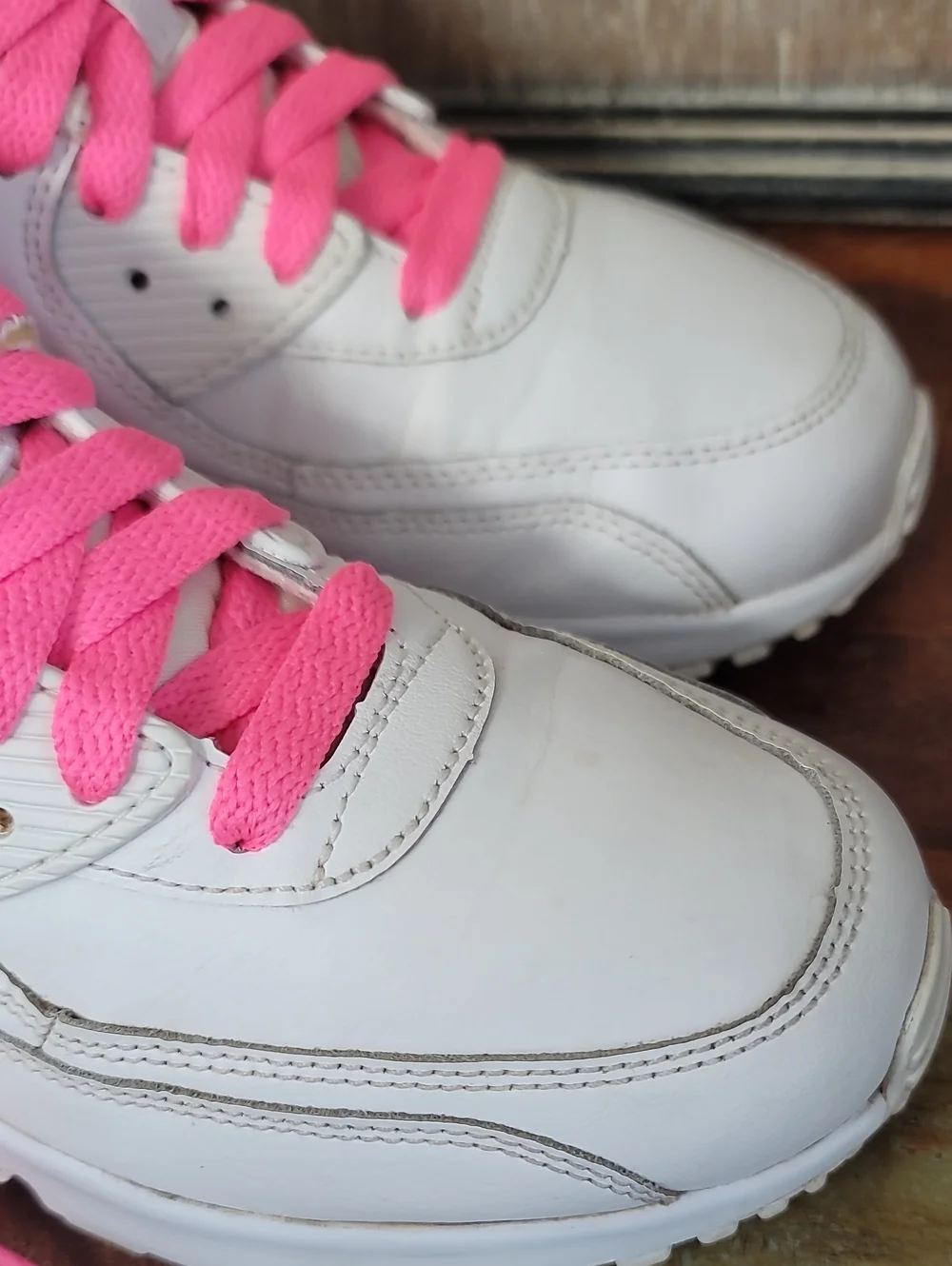 Nike Air Max 90 LTR 'Triple White/Pink' Wmns 7.5 Good Condition, Fast Shipping